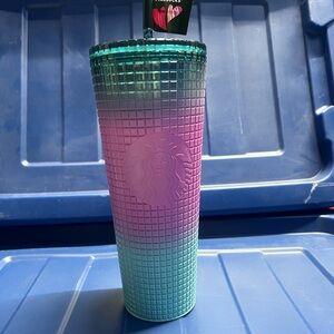 Starbucks Pink and Green Textured Tumbler